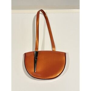 Francesco Biasia Copper Orange Forearm Bag Patent Leather Small Y2K Italy Event